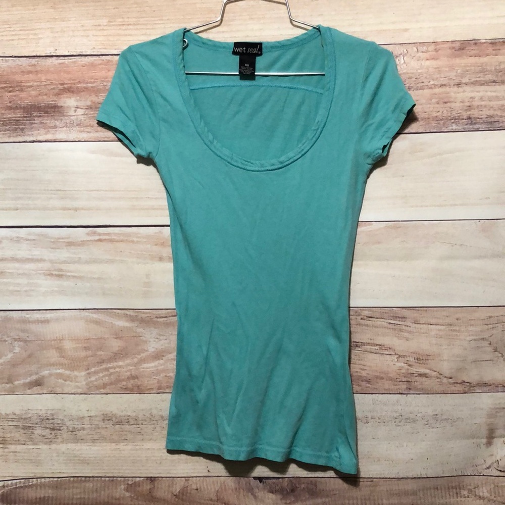 Wet Seal Teal Scoop Neck Short Sleeve Tee